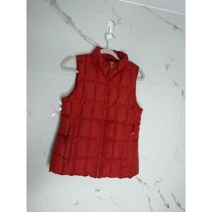 Gap Women's Down Filled Quilted Puffer Vest Size Medium Red Full Zip Nylon